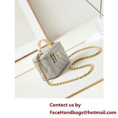 Chanel Lambskin, Resin  &  Gold-Tone Metal Clutch with Chain Bag AP3820 Light Gray 2025